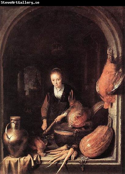 Gerrit Dou Woman Peeling Carrot